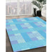 Patterned Blue Rug in Family Room, pat1552lblu