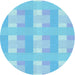 Square Patterned Blue Rug, pat1552lblu