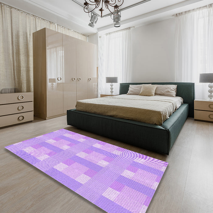 Patterned Purple Rug in a Bedroom, pat1552pur