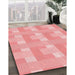 Patterned Pastel Pink Rug in Family Room, pat1552rd