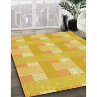 Patterned Bright Gold Yellow Rug, pat1552yw