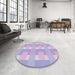 Round Patterned Pale Lilac Purple Novelty Rug in a Office, pat1552