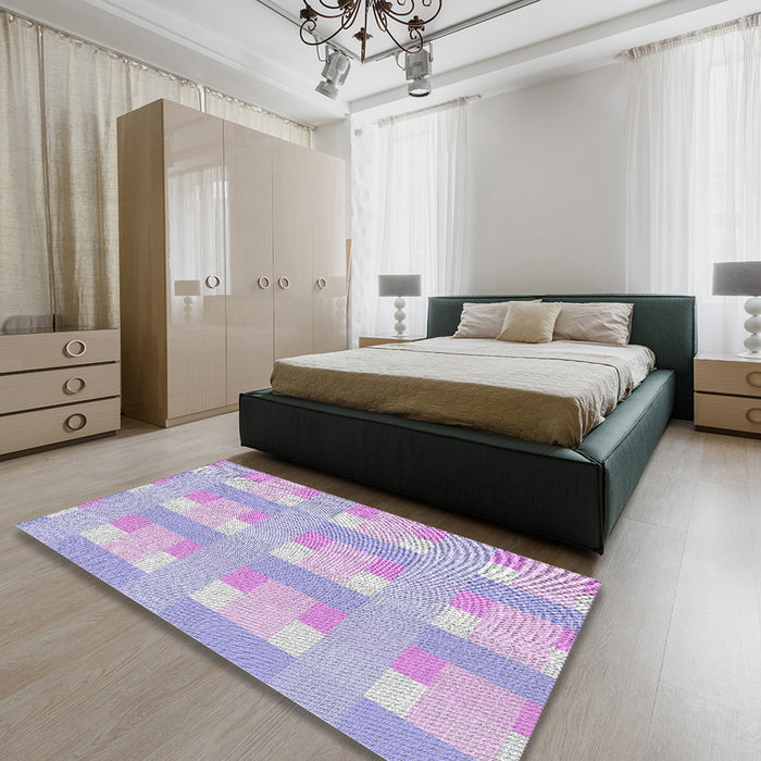 Patterned Pale Lilac Purple Novelty Rug in a Bedroom, pat1552