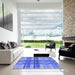 Machine Washable Transitional Blue Rug in a Kitchen, wshpat1553blu