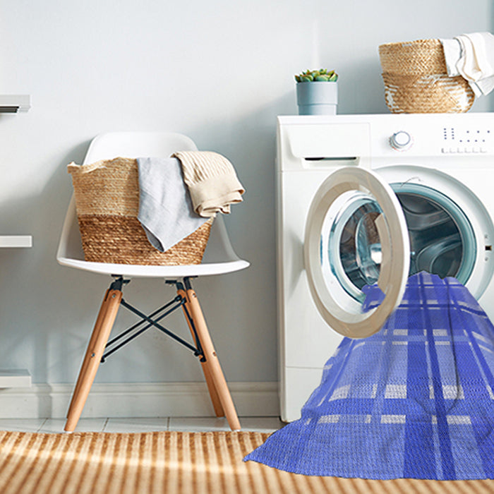 Machine Washable Transitional Blue Rug in a Washing Machine, wshpat1553blu