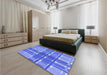 Patterned Blue Rug in a Bedroom, pat1553blu