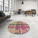 Round Patterned Raspberry Purple Rug in a Office, pat1553brn