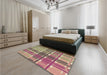 Patterned Raspberry Purple Rug in a Bedroom, pat1553brn