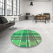 Round Patterned Clover Green Rug in a Office, pat1553grn