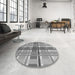 Round Patterned Smokey Gray Rug in a Office, pat1553gry