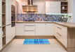 Patterned Neon Blue Rug in a Kitchen, pat1553lblu