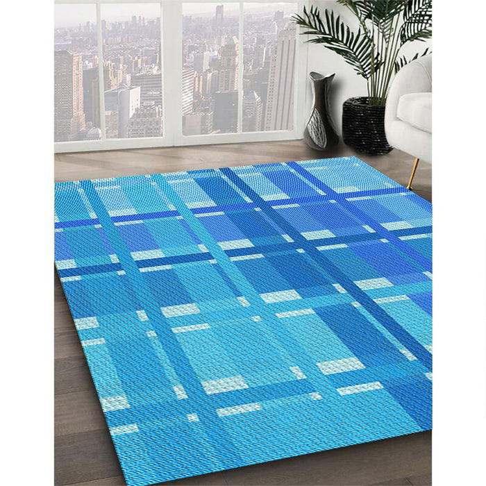 Machine Washable Transitional Neon Blue Rug in a Family Room, wshpat1553lblu