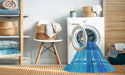 Machine Washable Transitional Neon Blue Rug in a Washing Machine, wshpat1553lblu