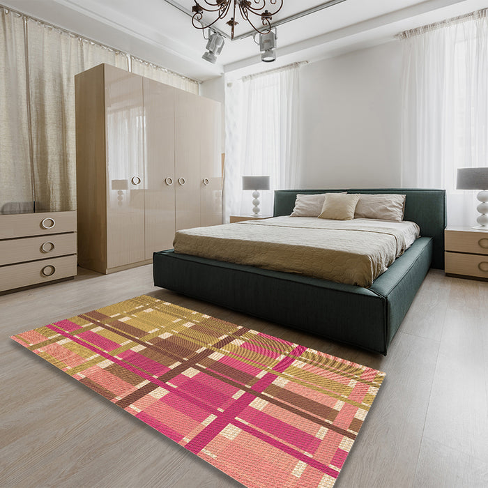Patterned Red Rug in a Bedroom, pat1553org
