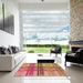 Square Patterned Red Rug in a Living Room, pat1553org