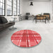 Round Patterned Red Rug in a Office, pat1553rd