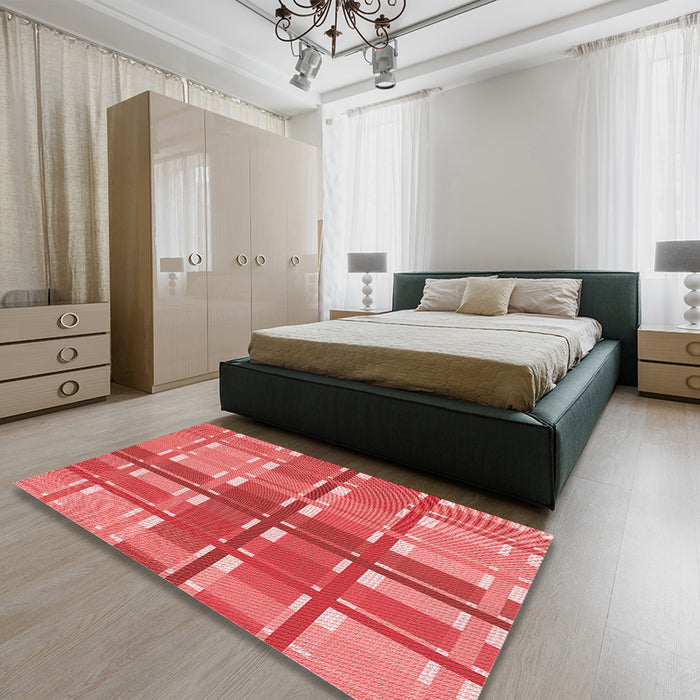 Patterned Red Rug in a Bedroom, pat1553rd
