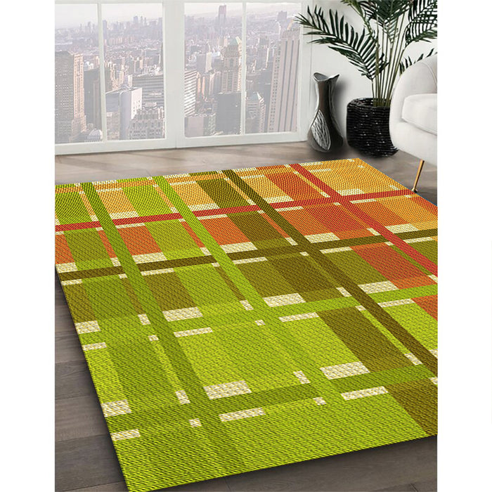 Patterned Green Rug in Family Room, pat1553yw