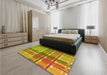 Patterned Green Rug in a Bedroom, pat1553yw