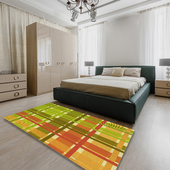 Patterned Green Rug in a Bedroom, pat1553yw