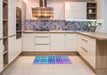 Patterned Blue Novelty Rug in a Kitchen, pat1553