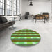 Round Patterned Green Rug in a Office, pat1554grn