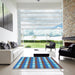 Machine Washable Transitional Blue Rug in a Kitchen, wshpat1554lblu