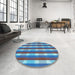 Round Patterned Blue Rug in a Office, pat1554lblu