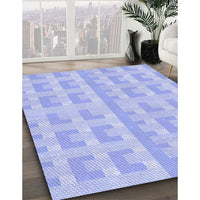 Patterned Sky Blue Rug, pat1555blu