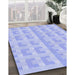 Patterned Sky Blue Rug in Family Room, pat1555blu