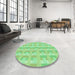 Round Patterned Jade Green Rug in a Office, pat1555grn