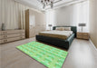 Patterned Jade Green Rug in a Bedroom, pat1555grn