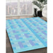 Patterned Blue Rug in Family Room, pat1555lblu