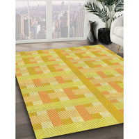 Patterned Bold Yellow Rug, pat1555yw