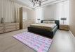 Machine Washable Transitional Lavender Blue Rug in a Bedroom, wshpat1555