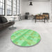 Round Patterned Jade Green Rug in a Office, pat1556grn