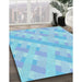 Machine Washable Transitional Blue Rug in a Family Room, wshpat1556lblu