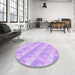 Round Patterned Purple Rug in a Office, pat1556pur