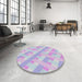 Round Patterned Lavender Blue Novelty Rug in a Office, pat1556