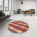 Round Patterned Brown Sand Brown Rug in a Office, pat1557brn