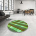 Round Patterned Green Rug in a Office, pat1557grn