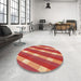 Round Patterned Red Rug in a Office, pat1557org