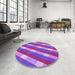 Round Patterned Purple Rug in a Office, pat1557pur