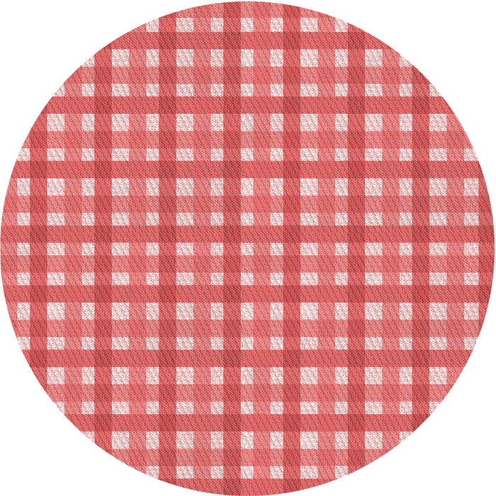 Square Patterned Light Coral Pink Rug, pat1558rd