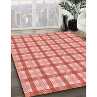 Patterned Light Salmon Pink Rug, pat1559rd