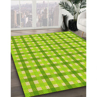 Patterned Green Yellow Green Rug, pat1559yw