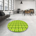 Round Patterned Green Yellow Green Rug in a Office, pat1559yw