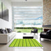 Square Patterned Green Yellow Green Rug in a Living Room, pat1559yw