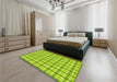 Patterned Green Yellow Green Rug in a Bedroom, pat1559yw