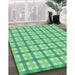 Patterned Jade Green Novelty Rug in Family Room, pat1559